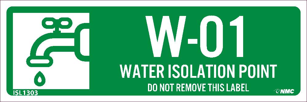 Energy Isolation, Water Isolation Point, Labels, 1X3, Ps Vinyl, Strip Of 10 Labels, Sequential Numbering 1-10, Pk10 - ISL1303-eSafety Supplies, Inc