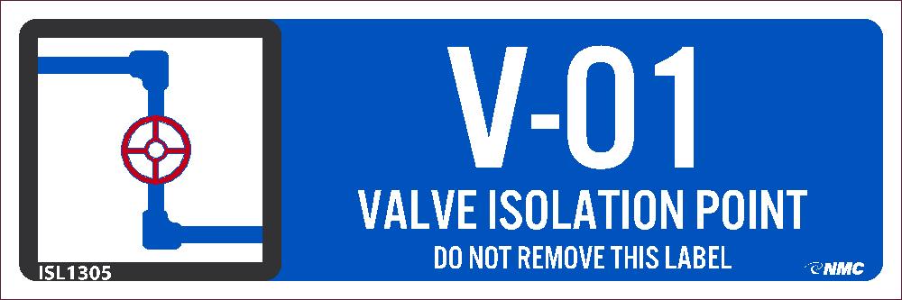 Energy Isolation, Valve Isolation Point, Labels, 1X3, Ps Vinyl, Strip Of 10 Labels, Sequential Numbering 1-10, Pk10 - ISL1305-eSafety Supplies, Inc