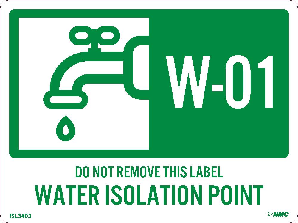 Energy Isolation, Water Isolation Point, Labels, 3X4, Ps Vinyl, 2 Strips Of 5 Labels, Sequential Numbering 1-10, Pk10 - ISL3403-eSafety Supplies, Inc