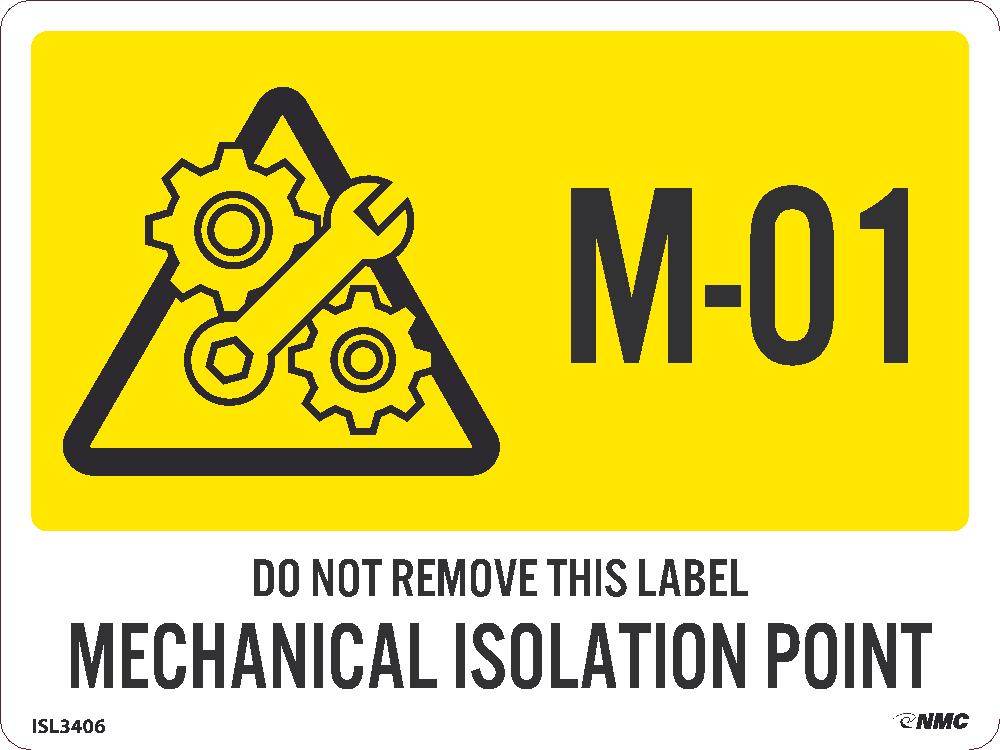 Energy Isolation, Mechanical Isolation Point, Labels, 3X4, Ps Vinyl, 2 Strips Of 5 Labels, Sequential Numbering 1-10, Pk10 - ISL3406-eSafety Supplies, Inc