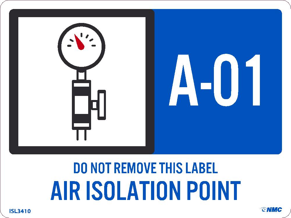 Energy Isolation, Air Isolation Point, Labels, 3X4, Ps Vinyl, 2 Strips Of 5 Labels, Sequential Numbering 1-10, Pk10 - ISL3410-eSafety Supplies, Inc