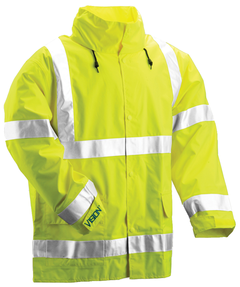Vision™ Jacket - Fluorescent Yellow-Green - Attached Hood - Silver Reflective Tape-eSafety Supplies, Inc