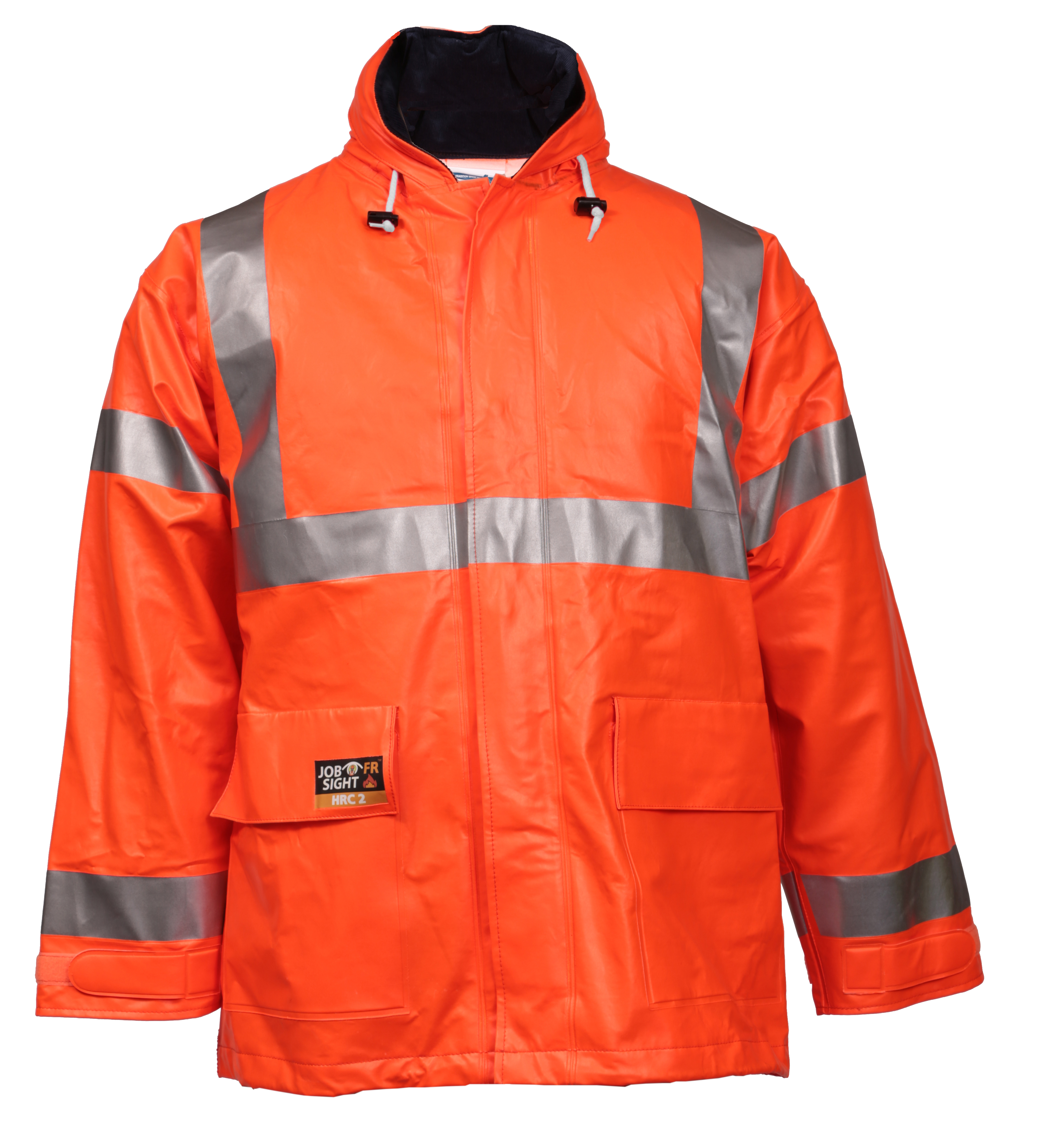 Eclipse™ Jacket - Fluorescent Orange-Red - Attached Hood - Silver Reflective Tape-eSafety Supplies, Inc
