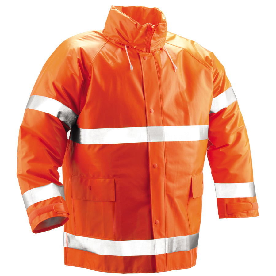 Comfort-Brite® Jacket - Fluorescent Orange-Red - Attached Hood - Silver Reflective Tape-eSafety Supplies, Inc
