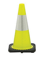 JBC 28" Lime PVC 1-Piece Traffic Cone With Black Base And 6" 3M Reflective Collar