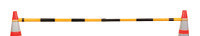 JBC 3 1/2' - 6' Black And Yellow Plastic Reflective Retractable Cone Bar With Engineer Grade Reflective Tape