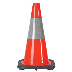 JBC 18" Orange PVC Revolution Series 1-Piece Traffic Cone With Black Base And 6" 3M Reflective Collar-eSafety Supplies, Inc