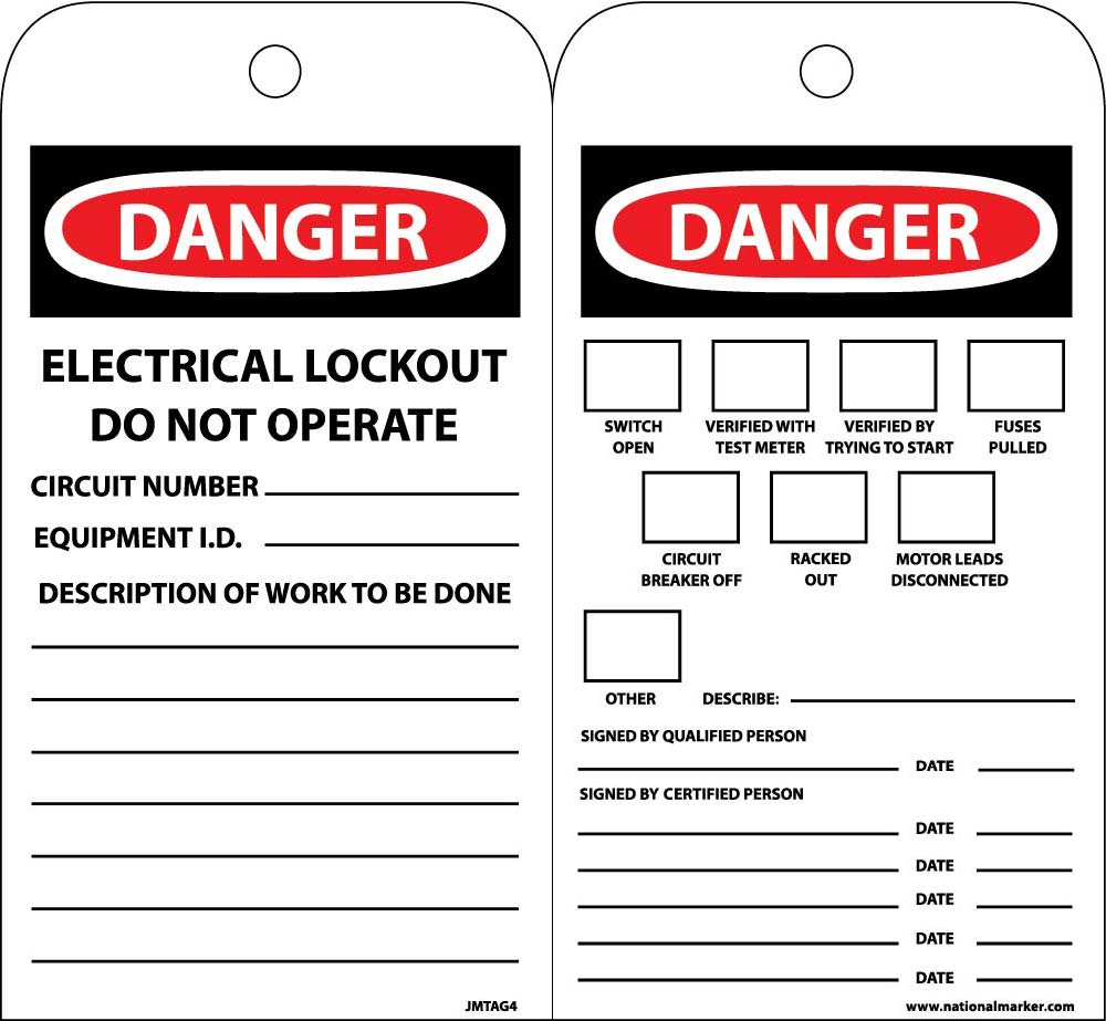 Danger Electrical Lockout Do Not Operate Tag - 10 Pack-eSafety Supplies, Inc