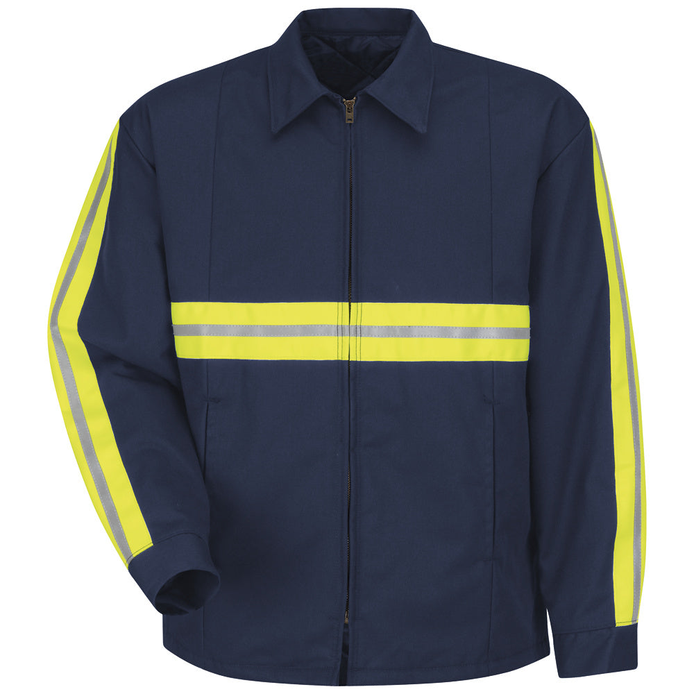 Red Kap Enhanced Visibility Perma-Lined Panel Jacket JT50 - Navy-eSafety Supplies, Inc