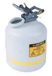 Justrite 5 Gallon Translucent White HDPE Liquid Disposal Can With Stainless Steel Hardware-eSafety Supplies, Inc