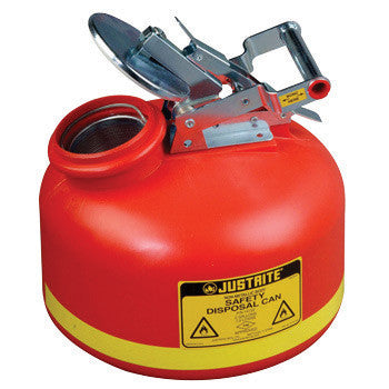 Justrite 2 Gallon Translucent Red HDPE Liquid Disposal Can With Stainless Steel Hardware-eSafety Supplies, Inc