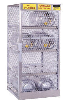 Justrite 30" X 65" X 32" Aluminum Horizontal 8 Cylinder Storage Locker With Manual Close Door And Shelves-eSafety Supplies, Inc