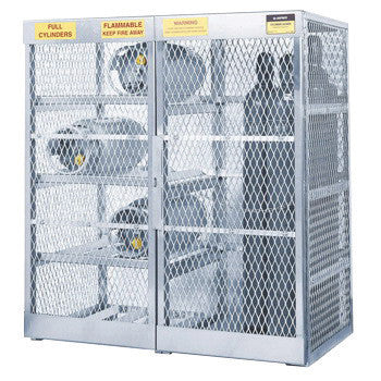 Justrite 60" X 65" X 32" Aluminum Vertical 10 Cylinder Horizontal 8 Cylinder Combo Storage Locker With Manual Close Door And Shelves-eSafety Supplies, Inc
