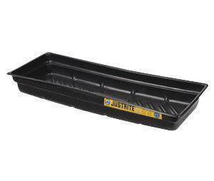 Justrite 46" X 16" X 5 1/2" EcoPolyBlend Black Recycled Polyethylene Lightweight Low-Profile Spill Tray With 12 Gallon Spill Capacity