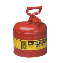 Justrite 2 Gallon Red Galvanized Steel Type I Safety Can With 3 1/2" Stainless Steel Flame Arrester And Self-Closing Lid-eSafety Supplies, Inc