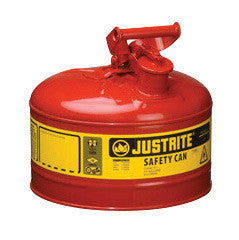 Justrite 2 1/2 Gallon Red Galvanized Steel Type I Safety Can With 3 1/2" Stainless Steel Flame Arrester And Self-Closing Lid-eSafety Supplies, Inc
