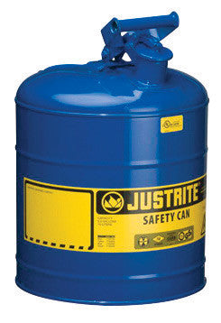 Justrite 5 Gallon Blue Galvanized Steel Type I Safety Can With 3 1/2" Stainless Steel Flame Arrester And Self-Closing Lid-eSafety Supplies, Inc