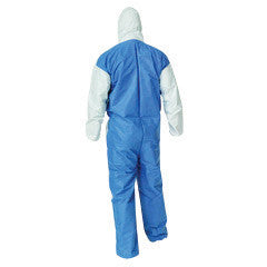 Kimberly-Clark Professional* 3X White KLEENGUARD* A40 Microporous Film Laminate Disposable Breathable Liquid And Particle Protection Coveralls With Front Zipper Closure And Blue Back-eSafety Supplies, Inc