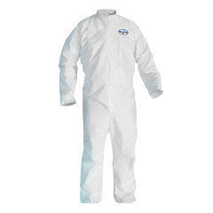 Kimberly-Clark Professional* Large White KLEENGUARD* A45 Disposable Breathable Liquid And Particle Protection Coveralls With Front Zipper Closure, Open Wrists And Ankles, Respirator Fit-eSafety Supplies, Inc