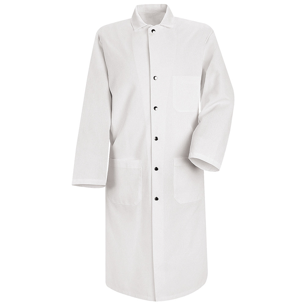 Red Kap Snap-Front Spun Polyester Butcher Coat KS58 - White-eSafety Supplies, Inc