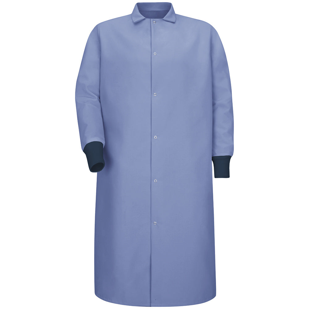 Red Kap Gripper-Front Spun Polyester Pocketless Butcher Coat with Knit Cuffs KS60 - Light Blue-eSafety Supplies, Inc