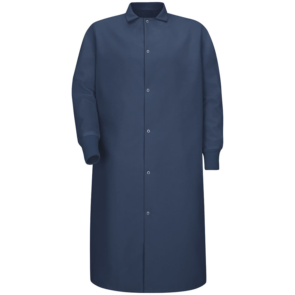 Red Kap Gripper-Front Spun Polyester Pocketless Butcher Coat with Knit Cuffs KS60 - Navy-eSafety Supplies, Inc