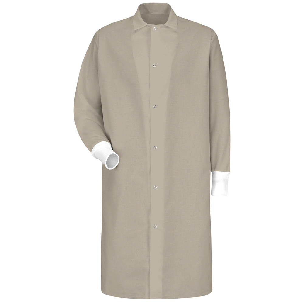 Red Kap Gripper-Front Spun Polyester Pocketless Butcher Coat with Knit Cuffs KS60 - Tan-eSafety Supplies, Inc