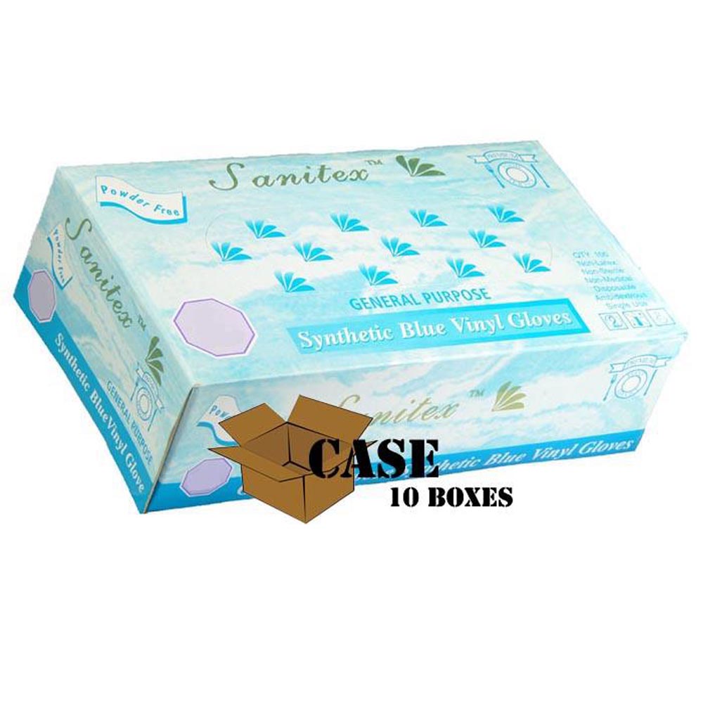 Sanitex - Blue Vinyl Powder-free Glove - Case-eSafety Supplies, Inc