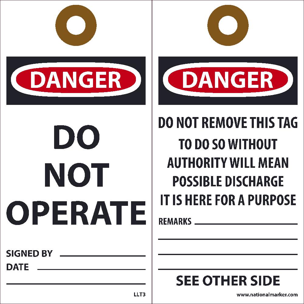 Danger Do Not Operate Tag - Pack of 25-eSafety Supplies, Inc