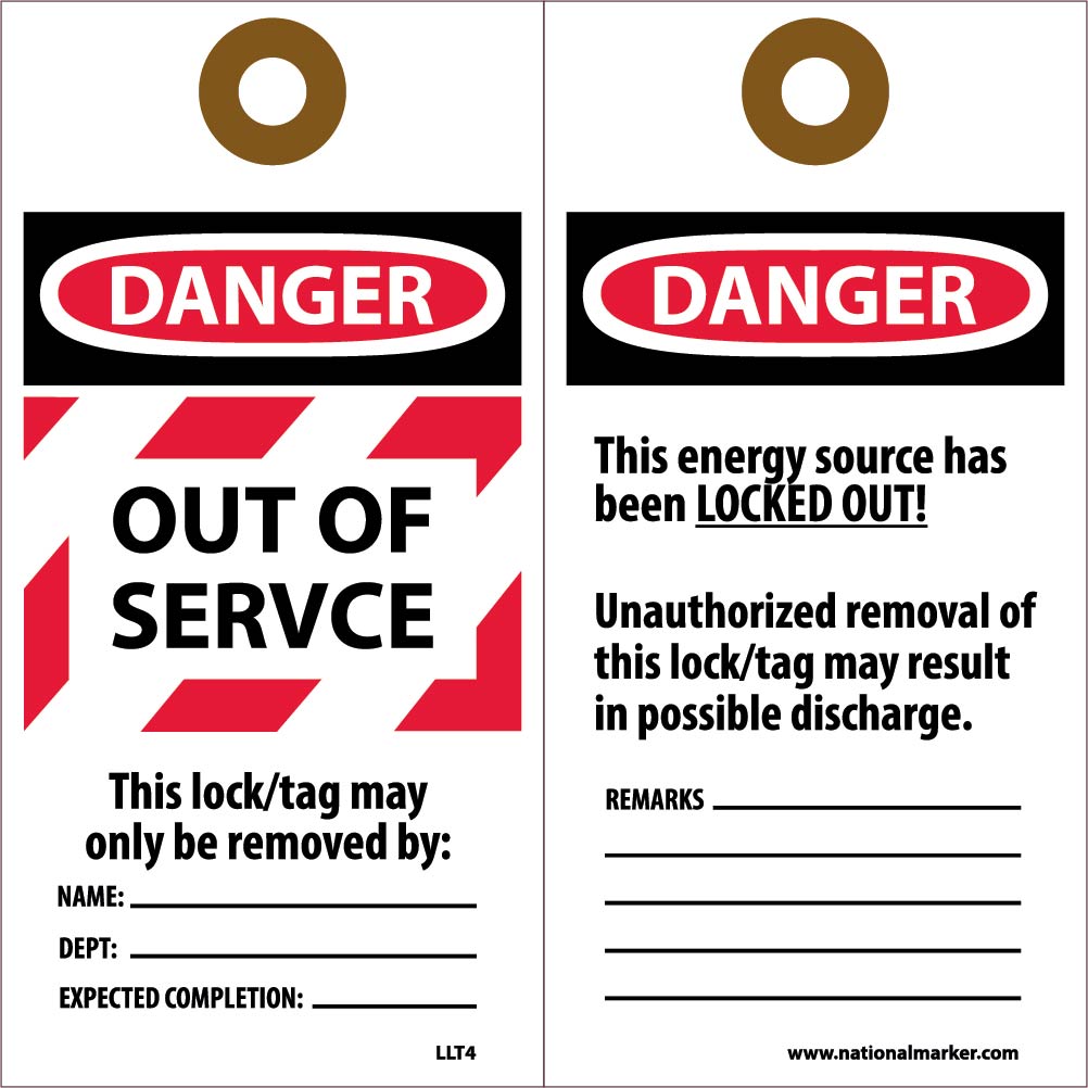 Tags, Lockout, Danger Do Not Operate, 6X3, Encased Lamination Grommets Pack Of 25 - LLT4-eSafety Supplies, Inc