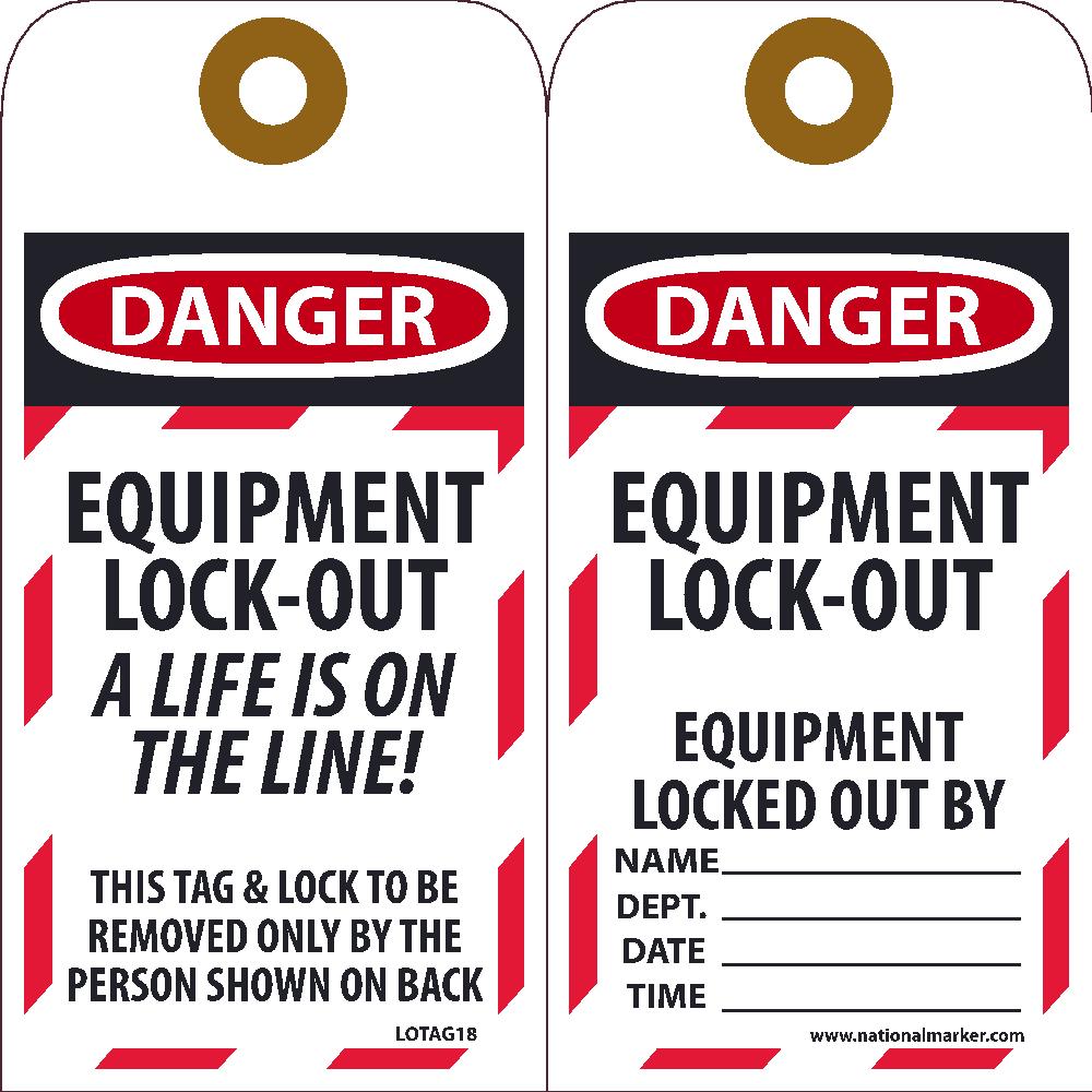 Danger Equipment Lock-Out A Life Is On The Line! Tag - Pack of 25-eSafety Supplies, Inc