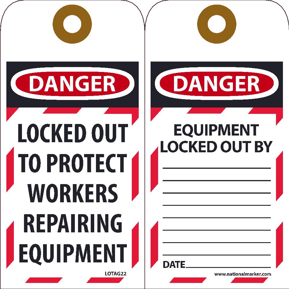 Danger Locked Out To Protect Workers Repairing Equipment Tag - 10 Pack-eSafety Supplies, Inc