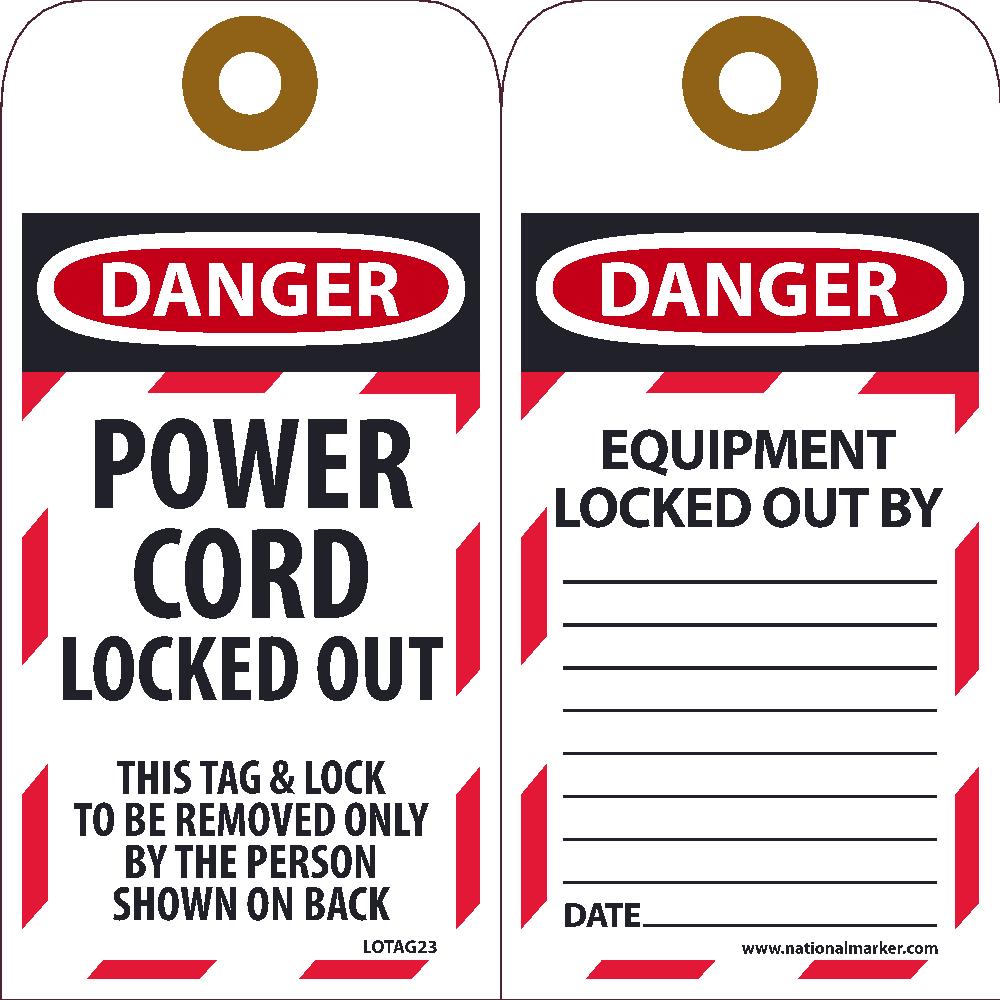 Power Cord Lock Out Tag - 10 Pack-eSafety Supplies, Inc