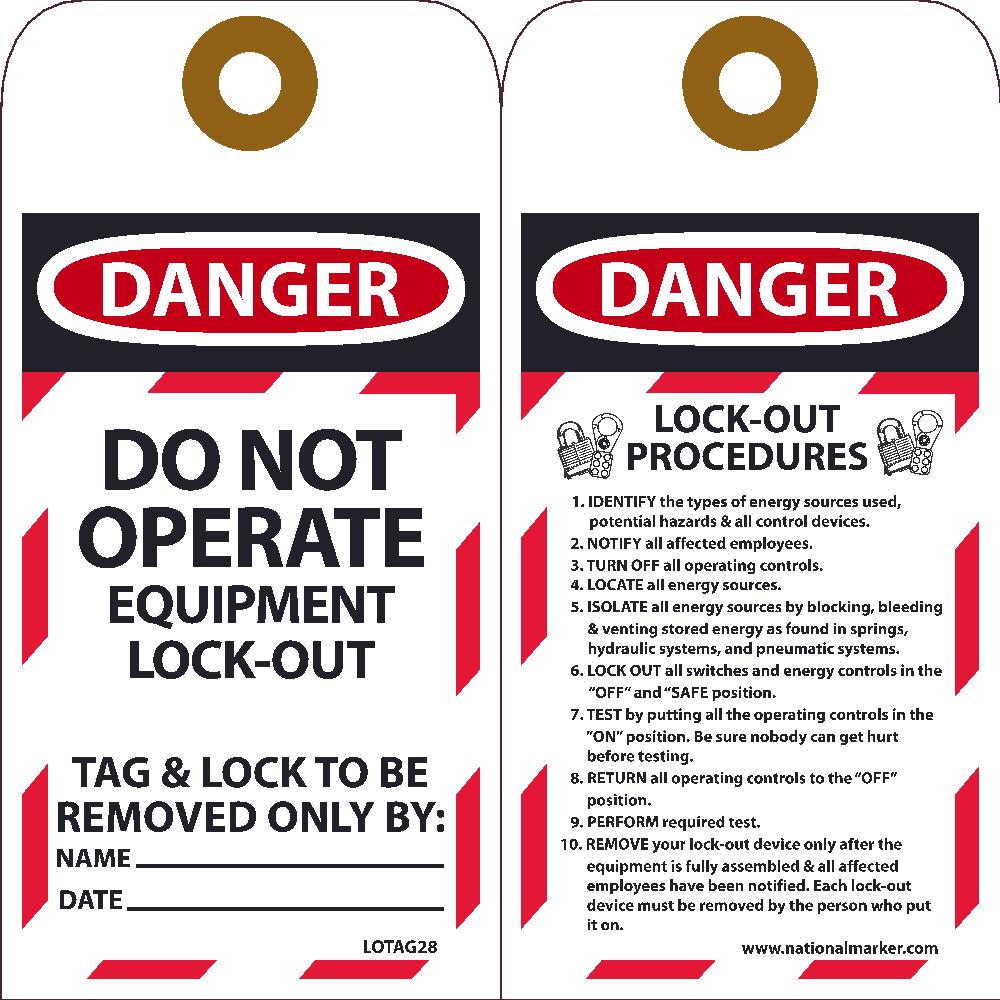Danger Do Not Operate Equipment Lock-Out Tag - Pack of 25-eSafety Supplies, Inc