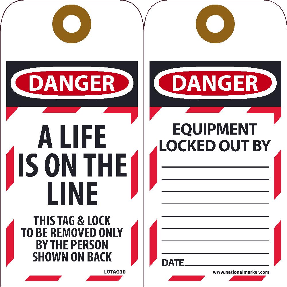 Danger A Life Is On The Line Tag - 10 Pack-eSafety Supplies, Inc