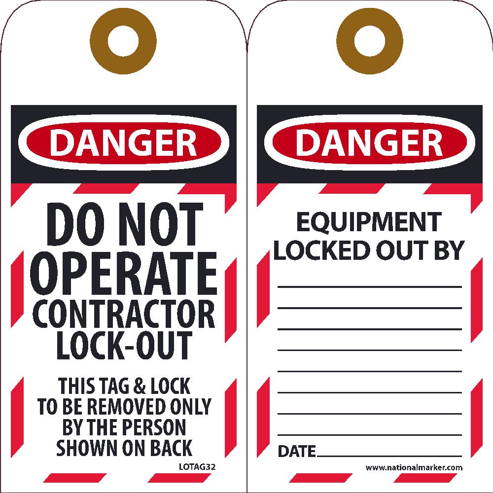 Danger Do Not Operate Contractor Lock-Out Tag - 10 Pack-eSafety Supplies, Inc