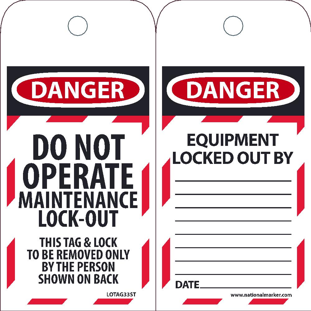 Danger Do Not Operate Maintenance Lock-Out Tag - Pack of 25-eSafety Supplies, Inc