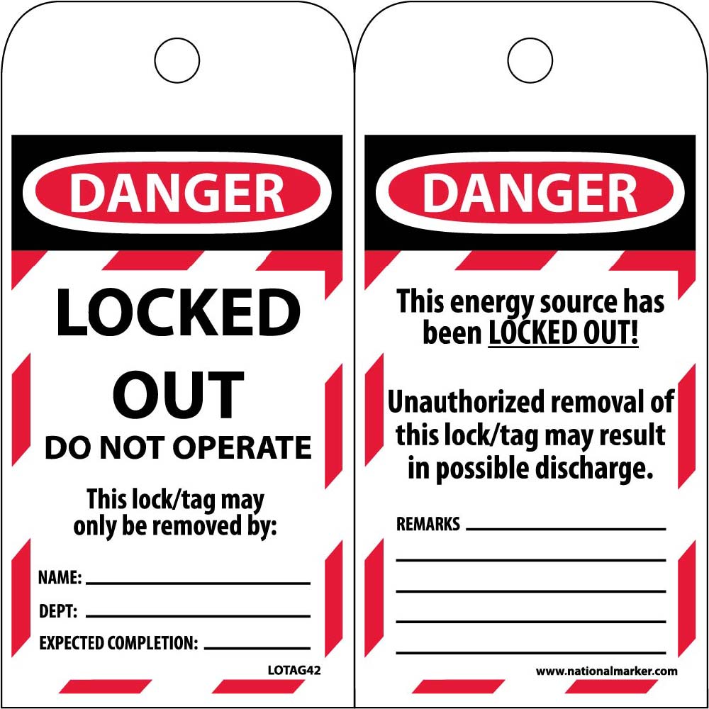 Danger Locked Out Do Not Operate Tag-eSafety Supplies, Inc