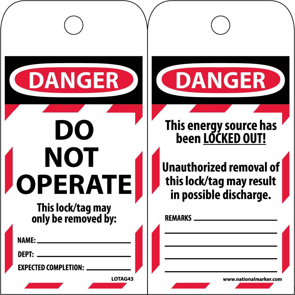 Danger Do Not Operate Tag-eSafety Supplies, Inc