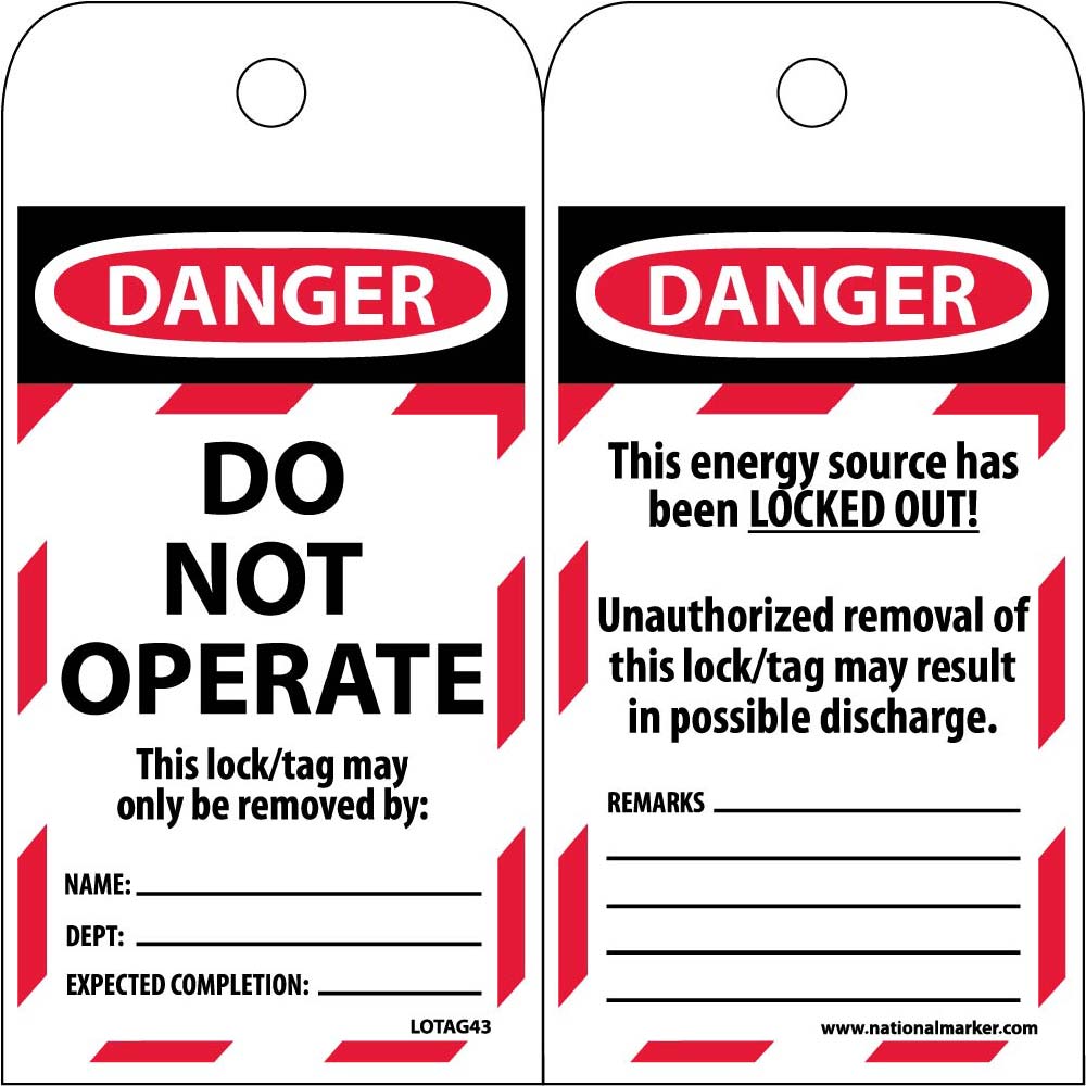 Danger Do Not Operate Tag