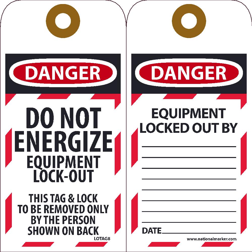 Danger Do Not Energize Equipment Lock-Out Tag - 10 Pack-eSafety Supplies, Inc