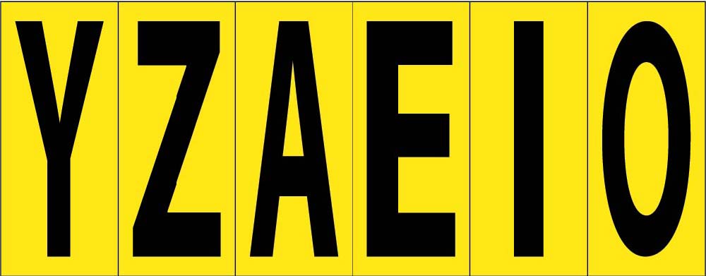 Self-Adhesive Letters 3" Y Z A E I O-eSafety Supplies, Inc