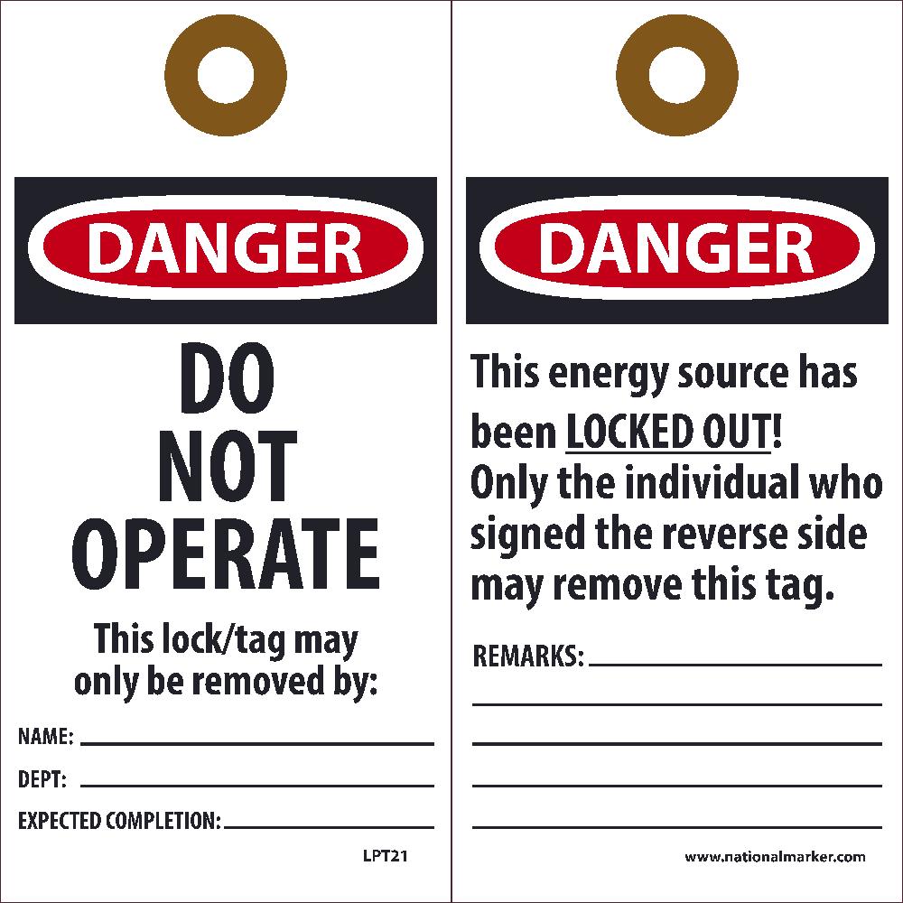 Danger Do Not Operate Tag - Pack of 25-eSafety Supplies, Inc