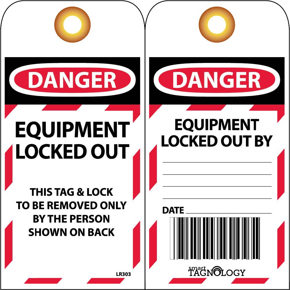 Rfid Tag, Danger Equipment Locked Out, 6X3, Unrip Vinyl, W/Grommet. 10/Pk - 10 Pack-eSafety Supplies, Inc