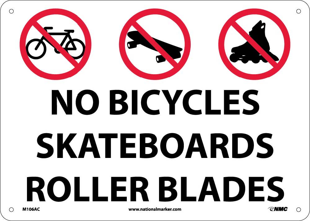 No Bicycles Skateboards Roller Blades Sign-eSafety Supplies, Inc