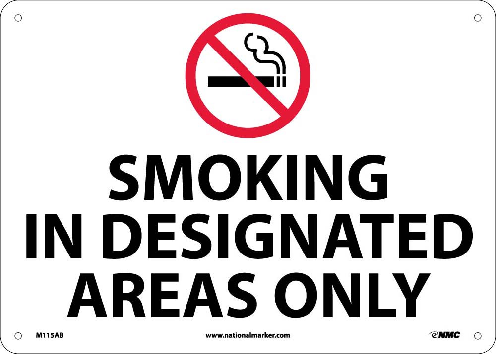 Smoking In Designated Areas Only Sign-eSafety Supplies, Inc