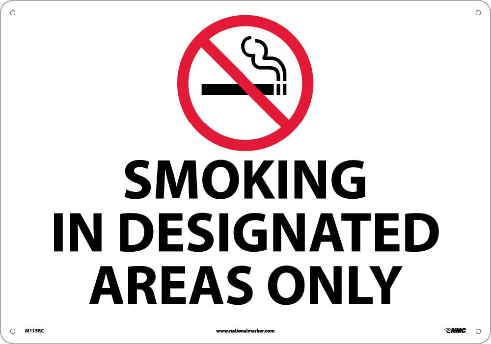 Smoking In Designated Areas Only Sign-eSafety Supplies, Inc