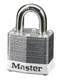 Master Lock White 1 9/16" W Laminated Steel Lockout Pin Tumbler Padlock With 9/32" X 3/4" Shackle And Key Number Ink Stamped On Bottom Of Lock