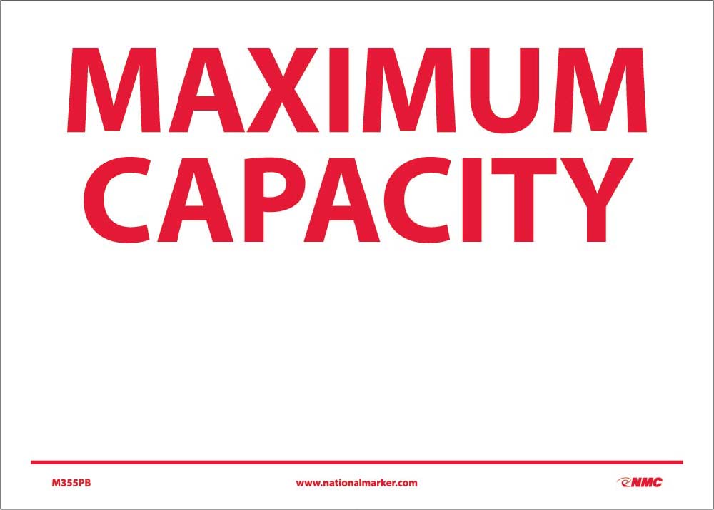 Maximum Capacity Sign-eSafety Supplies, Inc