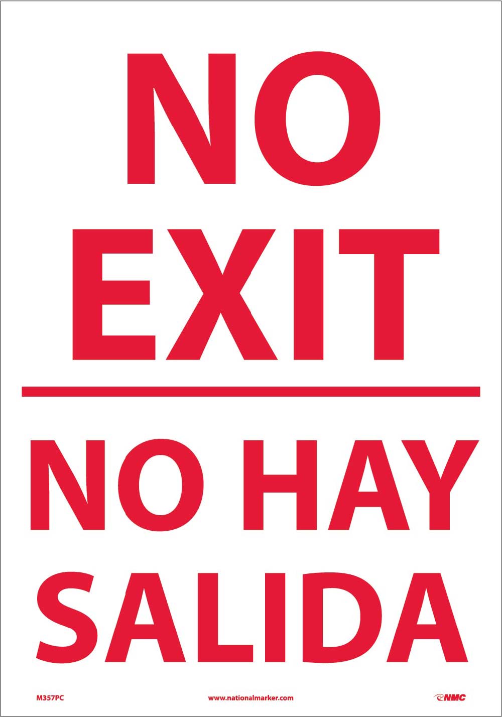 No Exit Sign - Bilingual-eSafety Supplies, Inc